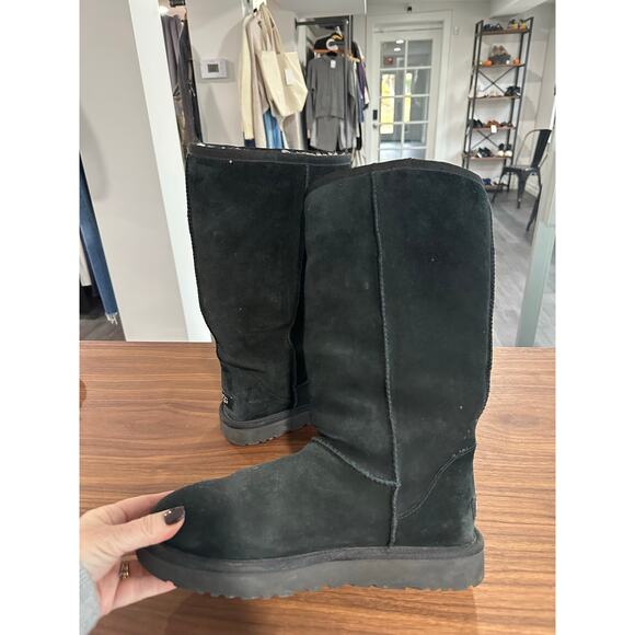 Ugg Tall Leopard Shearling Boots Size 8 - Picture 7 of 13